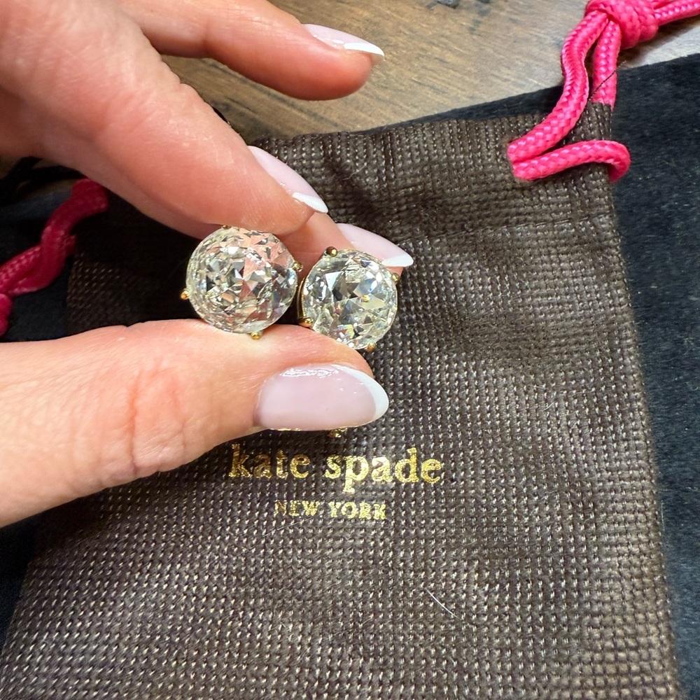 Kate Spade shiny Gold Crystal Earrings excellent